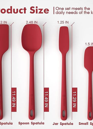 4 Pieces Silicone Spatula Set, Food Grade Rubber Spatula, Upgrade Strong Handle with Ergonomic Grip, Heat Resistant for Nonstick Cookware, Cooking