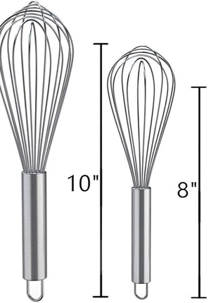 Whisks for Cooking, 3 Pack Stainless Steel Whisk for Blending, Whisking, Beating and Stirring, Enhanced Version Balloon Wire Whisk Set, 8"+10"+12"