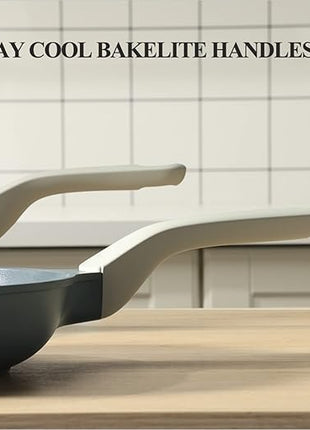 PRICUSIS Nonstick Ceramic Frying Pan, Skillet with Stay Cool Handle, Egg & Omelet & Chef's Pan, Induction Compatible & Oven Safe, Dishwasher Safe, PTFE PFAS & PFOA Free (8+12 Inch)