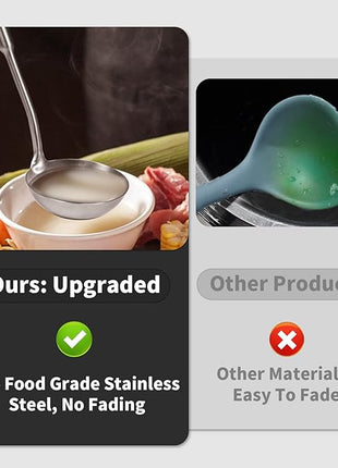 Newness Soup Ladle, [Rustproof, Heat Resistance, Integral Forming] Resilient 304 Stainless Steel Soup Spoon with Vacuum Ergonomic Round Handle, Cooking Spoon for Kitchen, 13.7 Inches