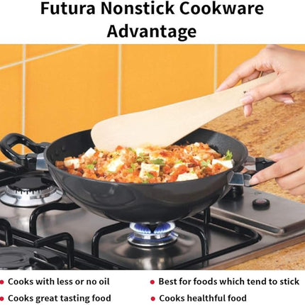 HAWKINS Futura Nonstick Kadhai 4 L, 30 cm, 3.25 mm with SS lid