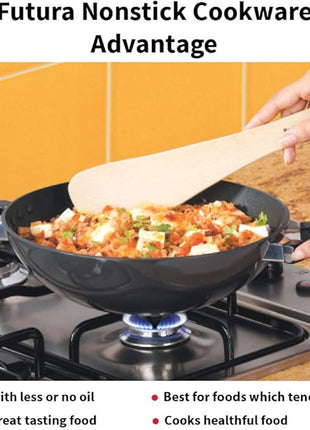 Hawkins Futura 2.5 Litre Deep Fry Pan, Non Stick Kadai, Round Bottom Kadhai, Black (NK25)