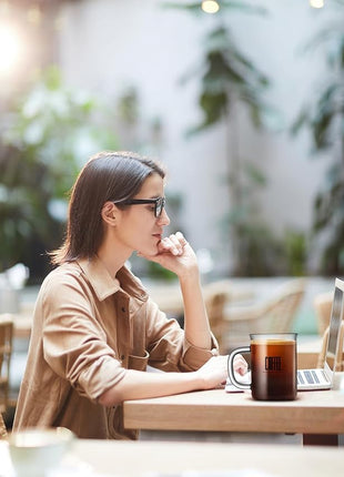 2pcs Set Glass Coffee Mugs 15oz Bell Mouth Glass Coffee Cups Clear Large Tea Cups,Cute Coffee Bar Accessories,Iced Coffee Glasses,Lead-Free Glass Cups for Water,Latte,Milk-Flat Bottomed Design