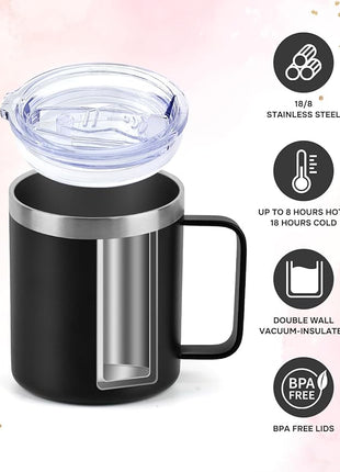 Husband and Wife Gifts, Mr & Mrs Coffee Mugs Set, Hubby and Wifey Gifts, Newlywed Gif 14oz Stainless Steel Insulated Mug(Black White)