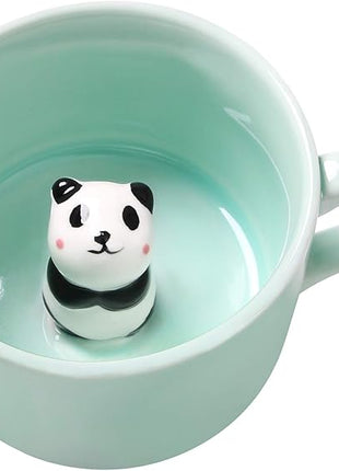 Surprise 3D Coffee Mug Animal Inside 8 oz with Panda,Cute Cartoon Handmade Ceramics Cup,Christmas Birthday Surprise for Friends Family or Kids (Panda)