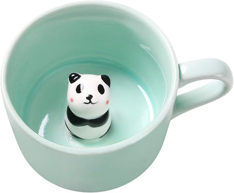 Surprise 3D Coffee Mug Animal Inside 8 oz with Panda,Cute Cartoon Handmade Ceramics Cup,Christmas Birthday Surprise for Friends Family or Kids (Panda)