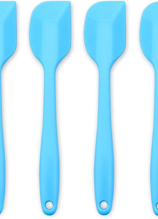 Silicone Spatula 4-piece Set, Heat-Resistant Non-stick Rubber Spatulas with Stainless Steel Core, Blue