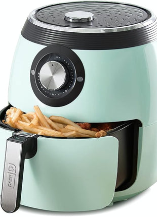 Dash DFAF455GBAQ01 Deluxe Electric Air Fryer + Oven Cooker, 6 Quart, 6 qt, Aqua & DRCM200GBAQ04 Mini Rice Cooker Steamer with Removable Nonstick Pot, Keep Warm Function & Recipe Guide, Aqua