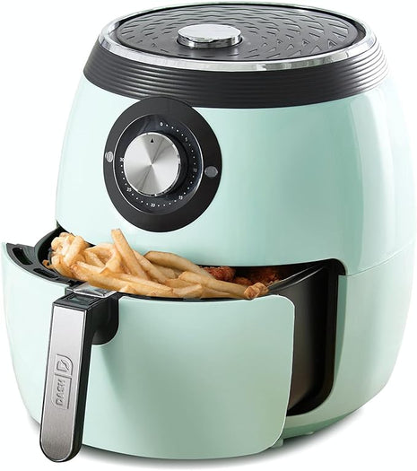 Dash DFAF455GBAQ01 Deluxe Electric Air Fryer + Oven Cooker, 6 Quart, 6 qt, Aqua & DRCM200GBAQ04 Mini Rice Cooker Steamer with Removable Nonstick Pot, Keep Warm Function & Recipe Guide, Aqua