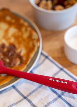 KITCHENLOVE Premium 600°F Heat Resistant 5 Piece Silicone Spatula Set for Baking, Cooking, Mixing - Non-Stick with High Grade S-Iron Steel Core - One Piece Seamless Design - BPA Free (Red)