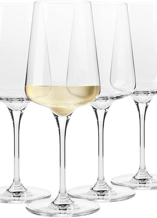 Krosno White and Sparkling Large Wine Glasses Drinking | 4 Pieces Set 13.5 fl oz | Infinity Collection | Elegant | Cocktail Crystal Set Wedding Gift | Lead-Free Glass | Homes, Restaurants & Kitchen