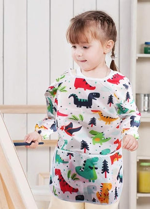 CUBACO Kids Painting Apron, 2pcs Waterproof Art Smocks For Child 3-8 Years, Kids Smocks for Painting Aprons with Long Sleeve