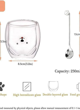 Dog Mug Cute Mugs Glass Double Wall Insulated Glass Espresso Cup, Coffee Cup, Tea Cup, Milk Cup,Kawaii Gift for Office and Personal Birthday Christmas (Happy Dog)