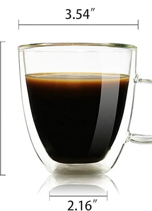 Glass Coffee Mug, Double Wall Insulated Glass Cup 12 Oz Heat-resistant Clear Coffee Mug for Tea Coffee Latte Espresso Cappuccino and Beverage, Set of 1 (Round)