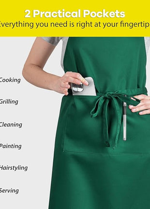 ROTANET Extra Large Apron for Men Adjustable Bib Aprons with 2 Pockets Cooking Kitchen Women Chef Water & Oil Resistant