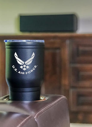 Military Gift Shop 30 oz Air Force Coffee Travel Mug | Double Wall Vacuum Insulated Coffee Tumbler | Stainless Steel Coffee Mug With Lid & Straw | Air Force 30oz Tumbler