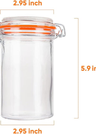 Encheng Glass Jars With Airtight Lids, 16 oz Glass Jars With Leak Proof Rubber Gasket,Wide Mouth Mason Jars With Hinged Lids For Kitchen Canisters,Glass Storage Containers 12 Pack