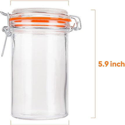 Encheng Glass Jars With Airtight Lids, 16 oz Glass Jars With Leak Proof Rubber Gasket,Wide Mouth Mason Jars With Hinged Lids For Kitchen Canisters,Glass Storage Containers 12 Pack