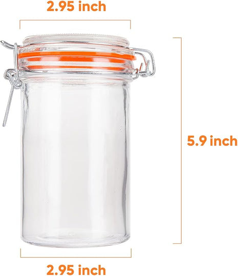 Encheng Glass Jars With Airtight Lids, 16 oz Glass Jars With Leak Proof Rubber Gasket,Wide Mouth Mason Jars With Hinged Lids For Kitchen Canisters,Glass Storage Containers 12 Pack