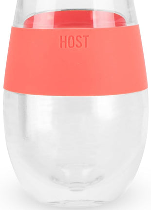 HOST Wine Freeze Cooling Cup, Plastic Double Wall Insulated Freezable Drink Chilling Tumbler with Freezing Gel | Wine Glasses for Red and White Wine, Set of 1, 8.5 oz, Coral