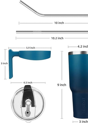 BJPKPK 40 oz Tumbler With Handle Stainless Steel Insulated Tumblers With Lid And Straw For Men,Indigo Black