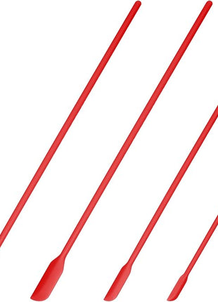 4pcs Mini Silicone Spatula Set, 3 Size Makeup Spatula Small Rubber Spatula for Thin Jar Skinny Openings Bottles, Tiny Scraper for Kitchen and Cosmetic, Multipurpose Scraping Mixing Tools (Red)