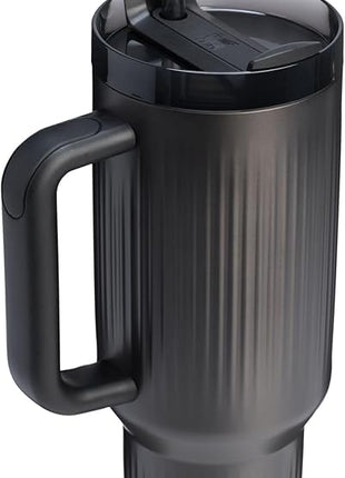 STANLEY Quencher H2.0 Tumbler with Handle and Straw 40 oz | Flowstate 3-Position Lid | Cup Holder Compatible for Travel | Insulated Stainless Steel Cup | BPA-Free | Fluted Black