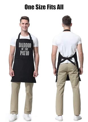 Miracu Grill Apron for Daddy, Daddio of The Patio, Dad Gifts from Daughter Son - Funny Fathers Christmas, Birthday Gifts for Dad, Best Step Daddy, Father in Law - Papa Aprons for Grilling BBQ Cooking