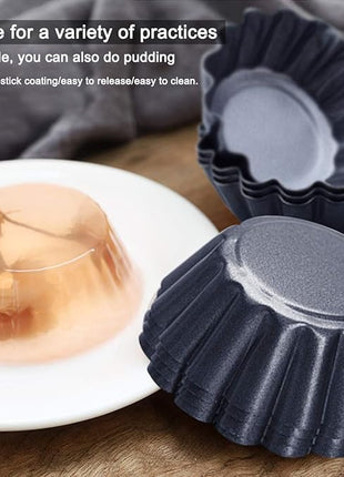 12 Packs Egg Tart Mold, Size 2.6 x 0.9inch, Cupcake Cake Muffin Mold Tin Pan Baking Tool, Carbon Steel