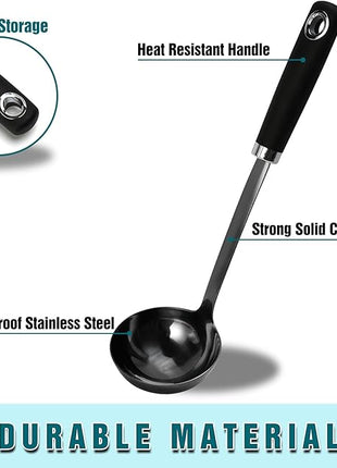 12 inch Soup Ladle, Stainless Steel Ladle Spoon, Soup Spoons with Comfortable Handle, Kitchen Utensil for Cooking, Metal Kitchen Accessories