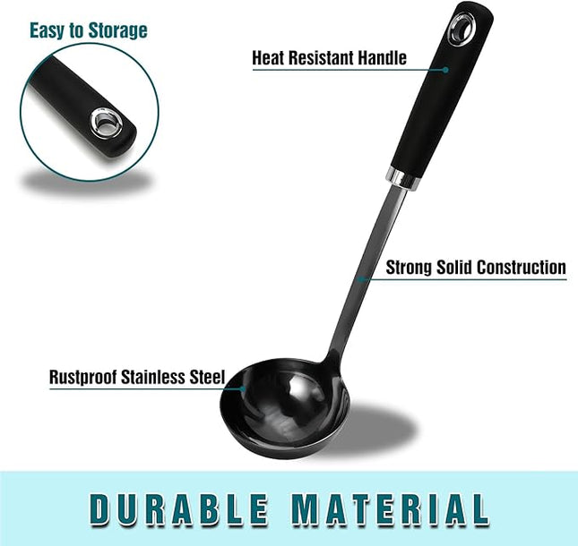 12 inch Soup Ladle, Stainless Steel Ladle Spoon, Soup Spoons with Comfortable Handle, Kitchen Utensil for Cooking, Metal Kitchen Accessories