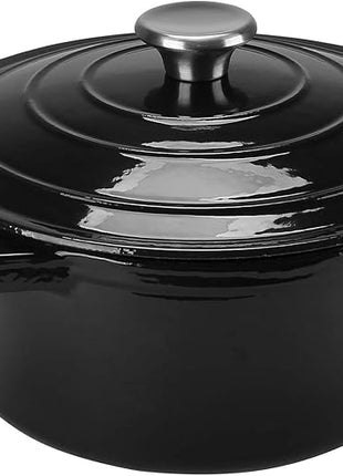 Puricon 5.5 Quart Enameled Cast Iron Dutch Oven with Lid, 5.5 QT Deep Round Dutch Oven Pot with Dual Handles -Black