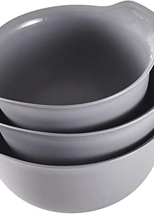 KitchenAid Universal Nesting Plastic Mixing Bowls, Set Of 3, 2.5 quart, 3.5 quart, 4.5 quart, Non Slip Base with Easy Pour Spout to Reduce Mess, Dishwasher Safe, Gray