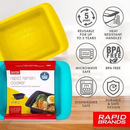 Rapid Ramen Cooker | Microwavable Cookware for Instant Ramen | BPA Free and Dishwasher Safe | Perfect for Dorm, Small Kitchen or Office | Teal, 2 Pack