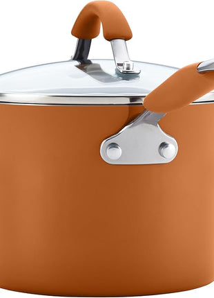 Rachael Ray Cucina Nonstick Cookware Pots and Pans Set, 12 Piece, Pumpkin Orange