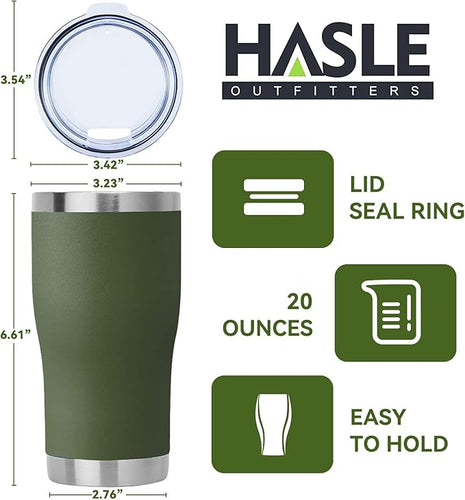 HASLE OUTFITTERS 20oz Tumbler Bulk, Insulated Tumblers with Lid, Vacuum Stainless Steel Tumbler, Double Wall Powder Coated Cup, coffee mugs(Army Green, 12 Pack)