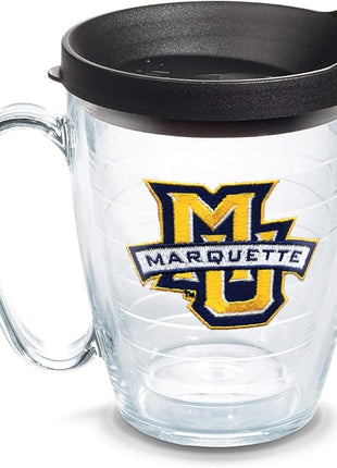 Tervis Marquette Golden Eagles Logo Tumbler with Emblem and Black Lid 16oz Mug, Clear