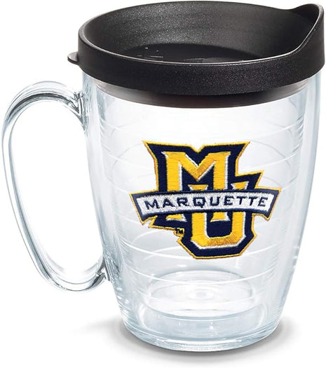 Tervis Marquette Golden Eagles Logo Tumbler with Emblem and Black Lid 16oz Mug, Clear