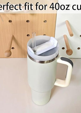 40 OZ Tumbler Lid Replacement Fit for Stanley Cup, 2 Pack Clear Replacement Lids Fit for Stanley Travel Tumbler, Spill Proof Tumbler Covers for Stanley Cup Accessories (Opaque - White)