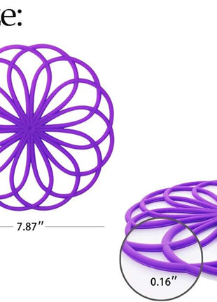 ME.FAN Silicone Trivet Mat - Kitchen Hot Pads for Pots & Dish - Insulated Teapot Trivet - Flexible, Durable, Non-Slip Large Coasters 3 Set Deep Purple