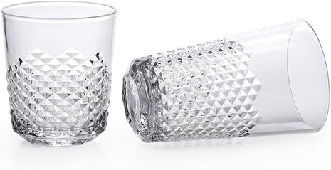 Cupture Diamond Plastic Tumblers BPA Free, 24 oz/14 oz, 8-Pack (Clear)