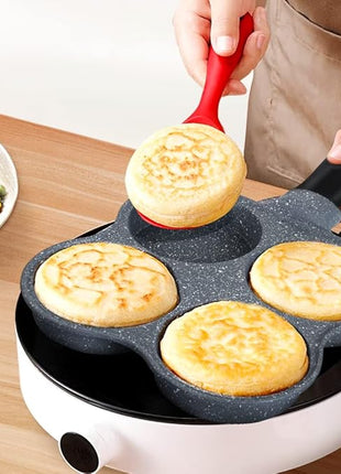 Buecmue Rustless Egg Frying Pan | 4-Cup Nonstick Easy Clean Egg Cooker Omelet Pan For Breakfast Swedish Pancake, Plett, Crepe Pan Gas Stove and Other Stoves Cookware