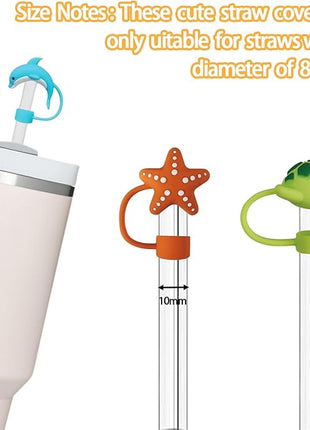 14Pc Straw Cover for Stanley Cup, Silicone Straw Topper for Stanley Cup 30&40oz with Tumblers, 10mm 0.4in Lid Accessories (Reusable)