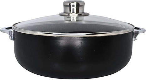 IMUSA 4.4Qt Bistro Ceramic Nonstick Caldero/Dutch Oven with Glass Lid, Black