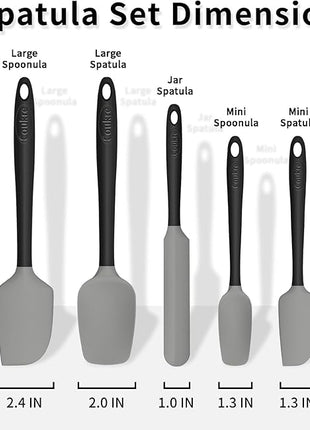 Coukre Silicone Spatula Set of 5,High Temperature Resistant, Food Grade Silicone, Dishwasher Safe, for Baking, Cooking (Gray)