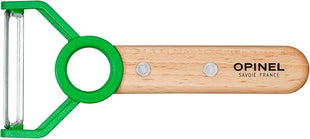 OPINEL Le Petit Chef Complete 3 Piece Kitchen Set, Chef Knife with Rounded Tip, Fingers Guard, Peeler, For Children and Teaching Food Prep and Kitchen Safety, Made in France (GREEN)