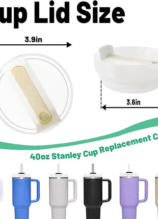 40 OZ Tumbler Lid Replacement Fit for Stanley Cup, 2 Pack Clear Replacement Lids Fit for Stanley Travel Tumbler, Spill Proof Tumbler Covers for Stanley Cup Accessories (Opaque - Cream)