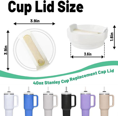 40 OZ Tumbler Lid Replacement Fit for Stanley Cup, 2 Pack Clear Replacement Lids Fit for Stanley Travel Tumbler, Spill Proof Tumbler Covers for Stanley Cup Accessories (Opaque - Cream)