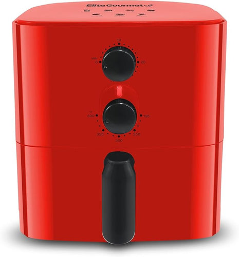 Elite Gourmet EAF-3218R Personal 1.1 Quart Compact Space Saving Electric Hot Air Fryer Oil-Less Healthy Cooker, Timer & Temperature Controls, Red.