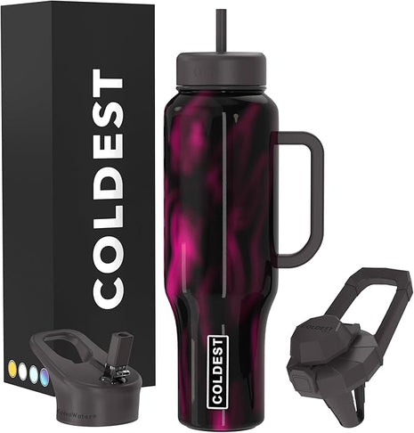 Coldest Tumbler with Handle and Straw, 100% Leak Proof Insulated Tumbler with Lid and Straw (3 Lids), Stainless Steel Tumblers for Women & Men, Cup Holder Friendly Base, 46 oz (A spell on you)